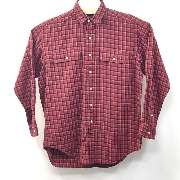 Polo Ralph Lauren Shirt Men's Sz Medium Whitfield Wool Blend Plaid Button Up - Picture 3 of 5